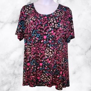 Black Floral and Geometric LulaRoe Perfect T